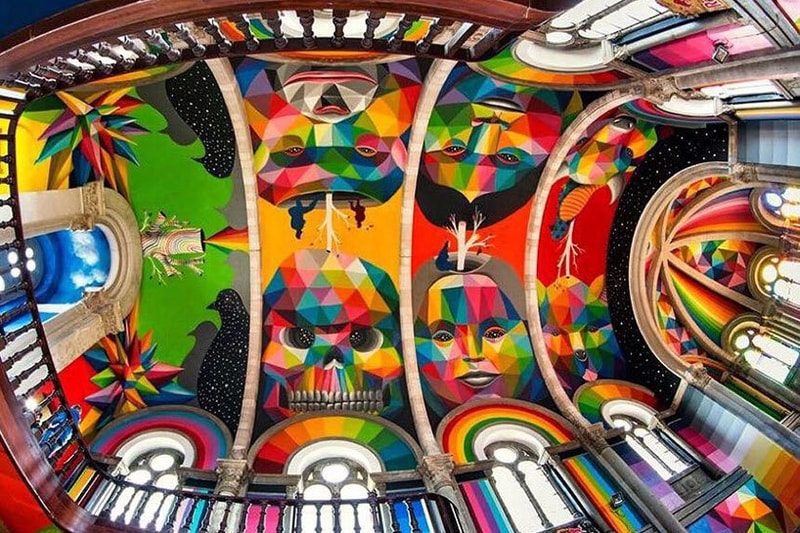 西班牙藝術家 Okuda San Miguel 將教堂改造成七彩滑板公園「Kaos Temple」