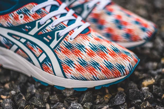  asics gel kayano trainer evo blue orange graphic