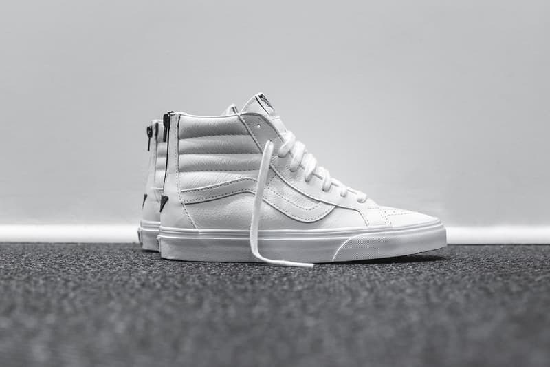Vans White Leather Sk8Hi Zip 