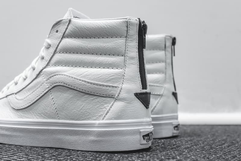 Vans White Leather Sk8Hi Zip 