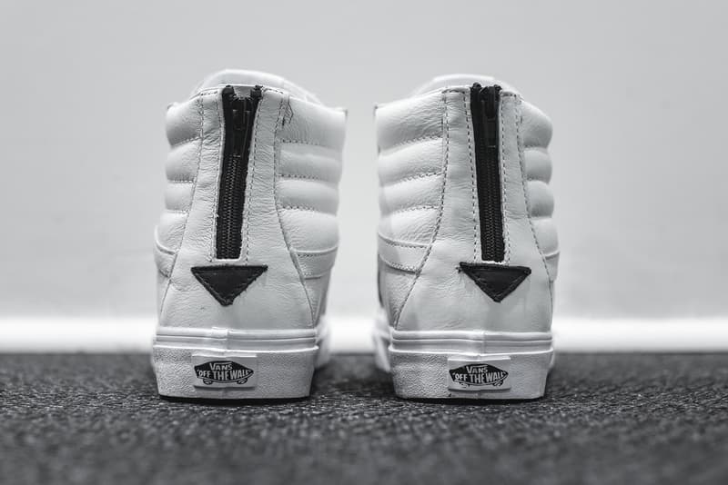 Vans White Leather Sk8Hi Zip 