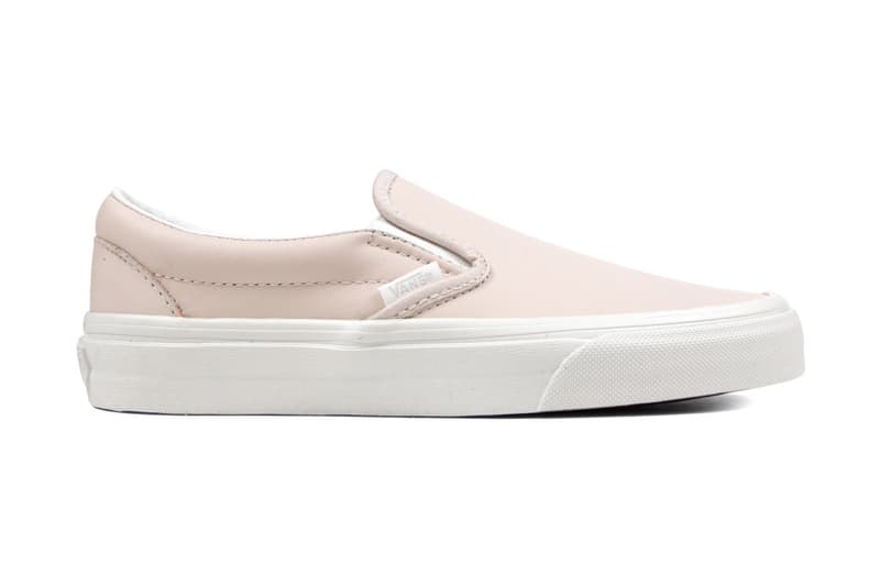 vans pink leather slip on