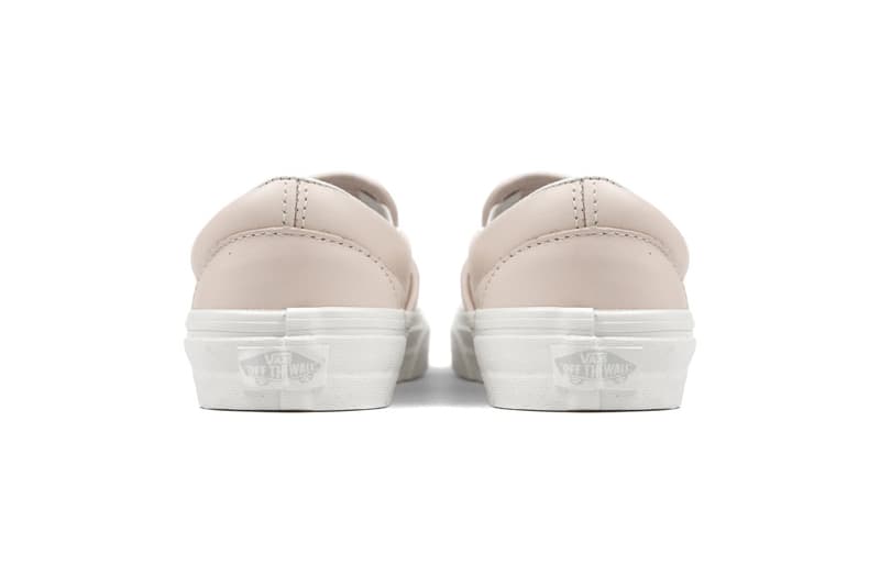 vans pink leather slip on