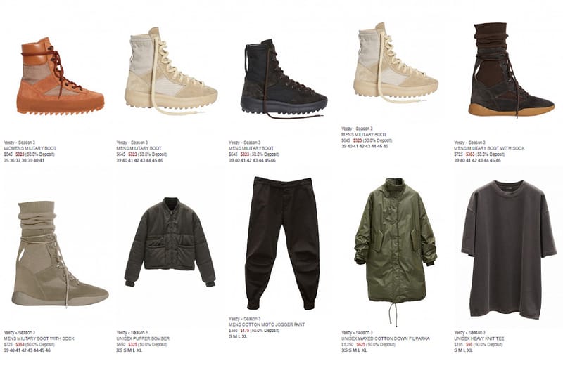價格曝光！Yeezy Season 3 產品目錄洩露