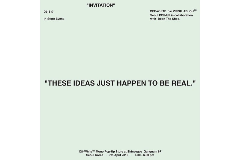 Virgil Abloh 於首爾 BOONTHESHOP 開設 Pop-Up 店中店