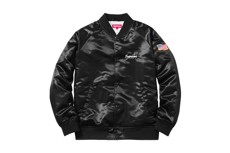 Supreme Drops Satin Varsity Jacket With Betty Boop Embroidery