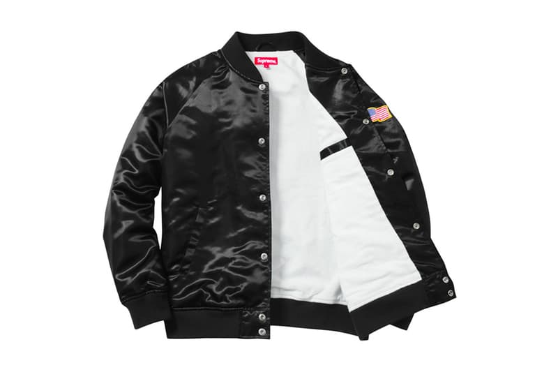 Supreme Drops Satin Varsity Jacket With Betty Boop Embroidery