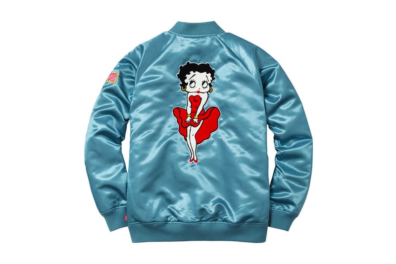 Supreme Drops Satin Varsity Jacket With Betty Boop Embroidery
