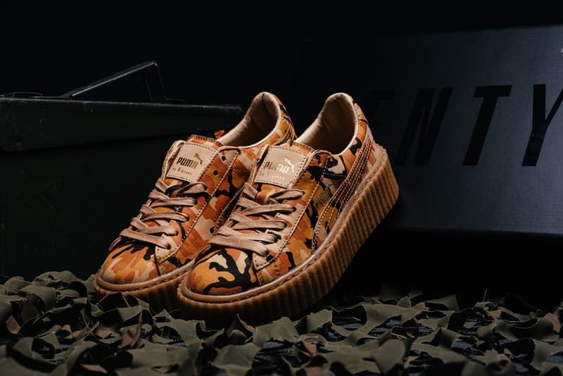 近賞 Rihanna x PUMA 全新聯名 Suede Creeper「Orange Camo」鞋款