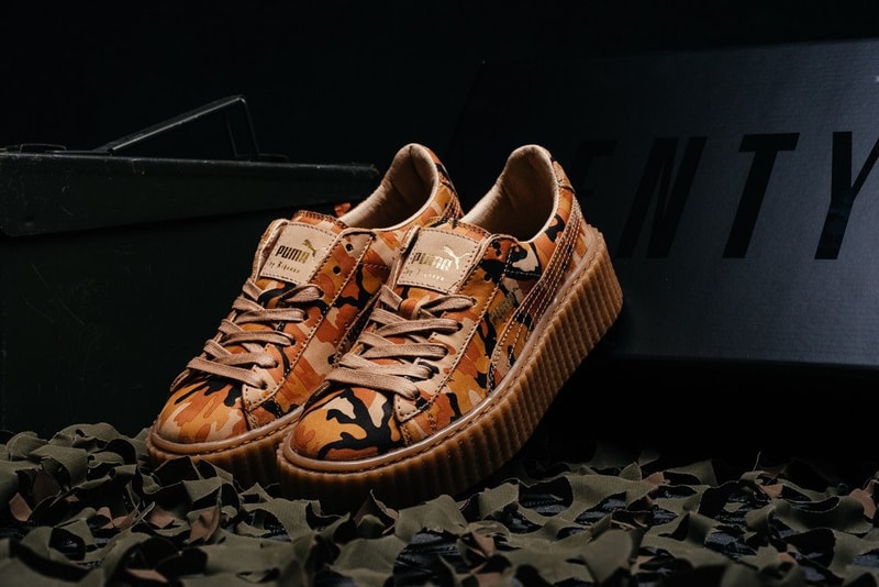 近賞 Rihanna x PUMA 全新聯名 Suede Creeper「Orange Camo」鞋款