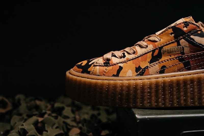 近賞 Rihanna x PUMA 全新聯名 Suede Creeper「Orange Camo」鞋款