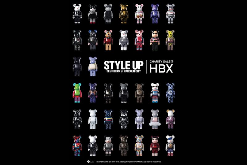bearbrick x harbour city style up charity sale at hbx