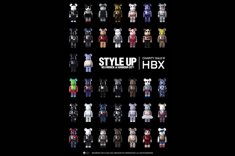 bearbrick x harbour city style up charity sale at hbx