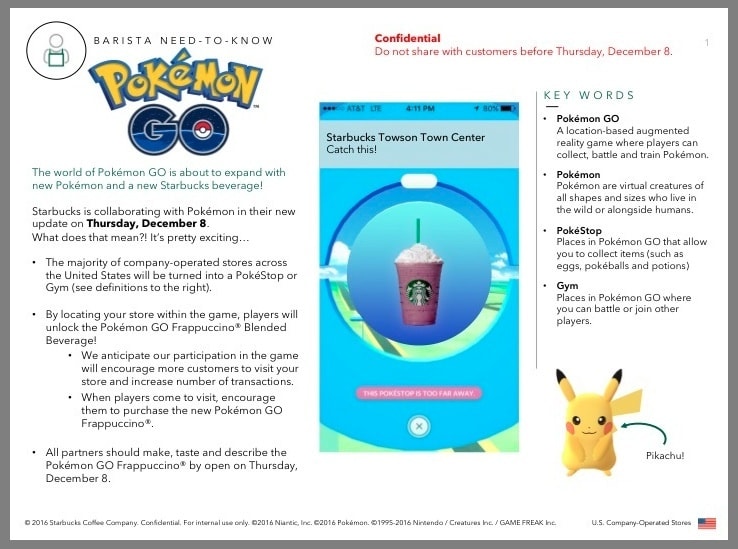 Pokémon Go Starbucks Leak