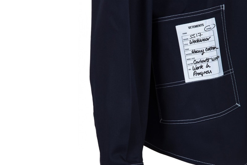 Vetements x Carhartt WIP 聯名「Chemise Denim」工裝襯衫