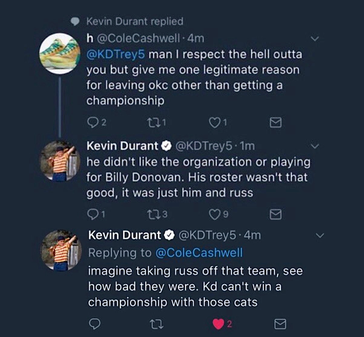 尷尬！Kevin Durant 忘記切換小號以「第三人稱」痛批前隊友