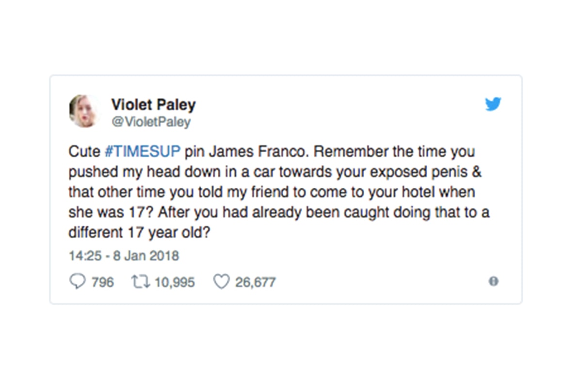 出爐金球影帝 James Franco 被多位女星指控性騷擾