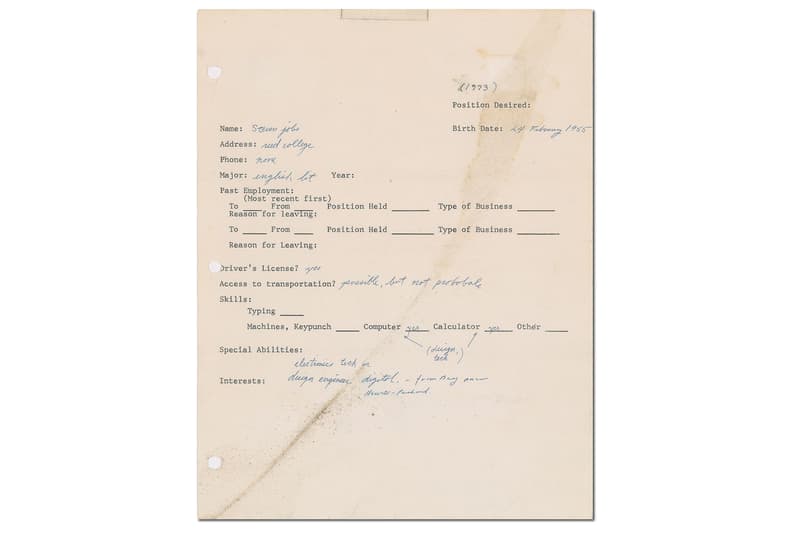 Steve Jobs 讀書時期求職信將被公開拍賣