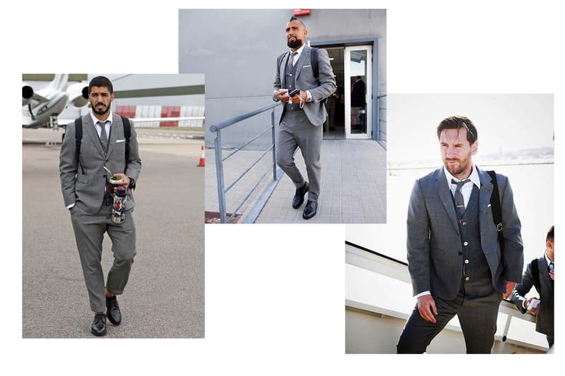 巴塞羅那球員完美演繹 Thom Browne 西服