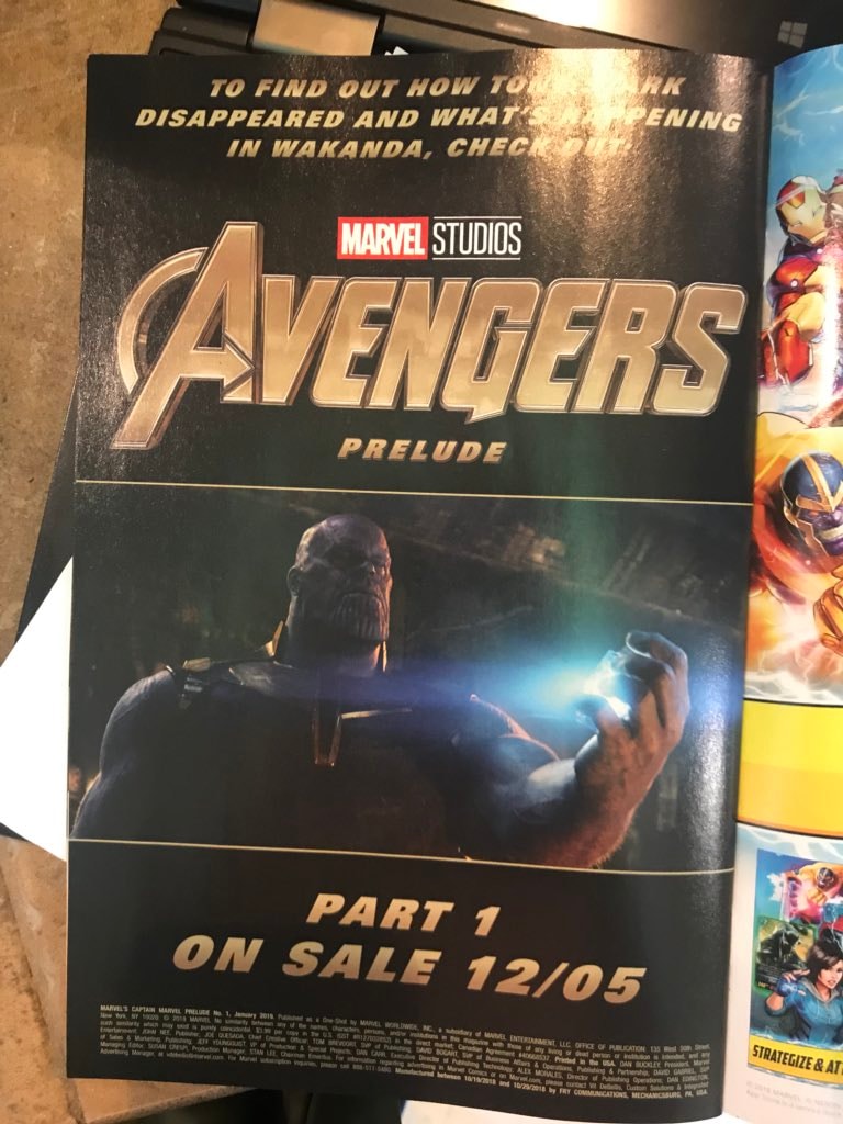 《Avengers 4》前奏曲漫畫暗示電影預告片即將到來？