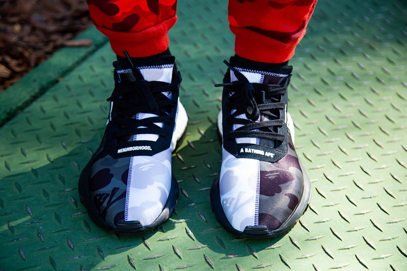 A BATHING APE® x NEIGHBORHOOD x adidas Originals 三方聯名 POD-S3.1 上腳預覽