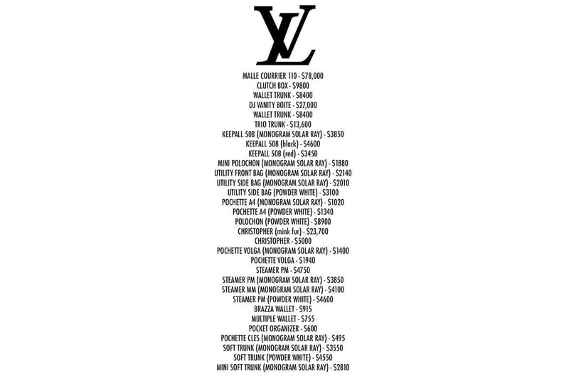 完整揭示 Virgil Abloh 首個掌舵 Louis Vuitton 系列價位
