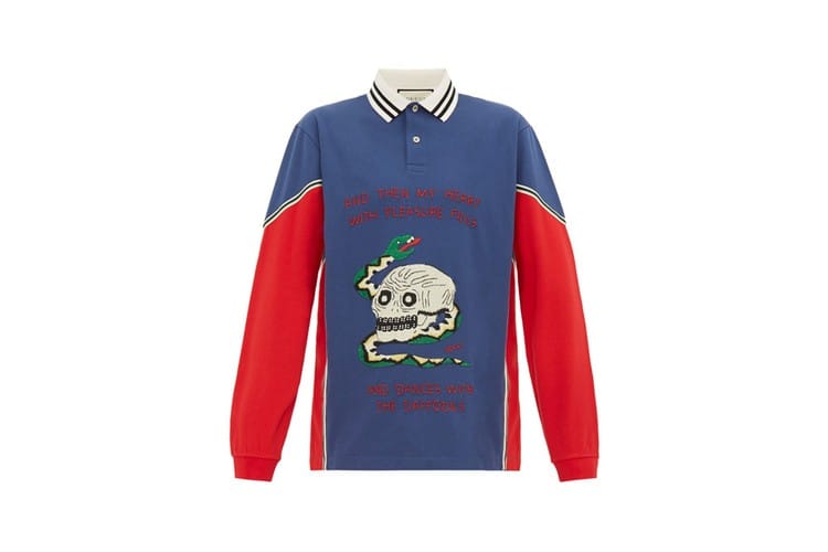 Gucci 全新 Skull and Snake-Appliqué 長袖 Polo 衫上架