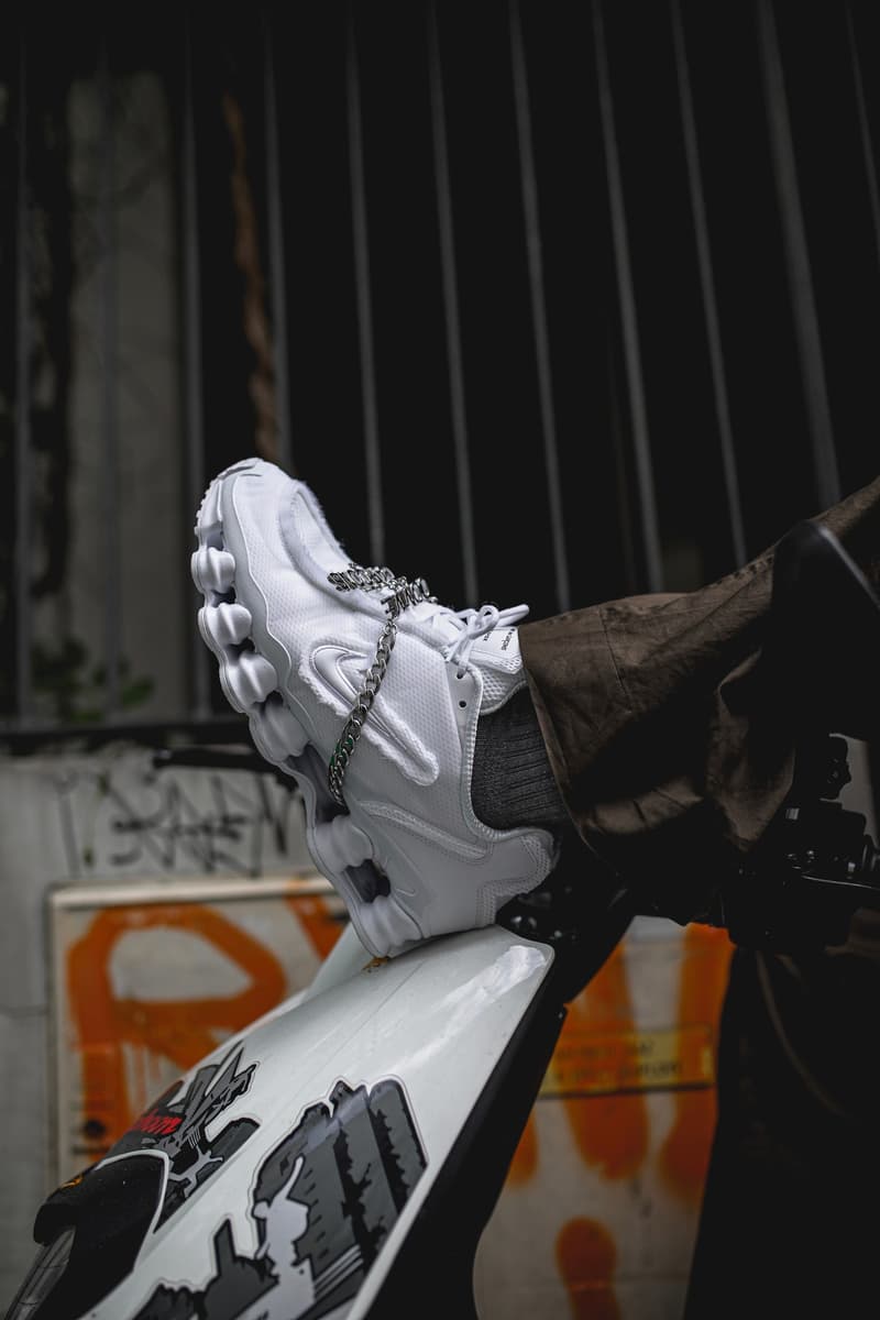 COMME des GARÇONS x Nike Shox TL 白色版本上腳近賞