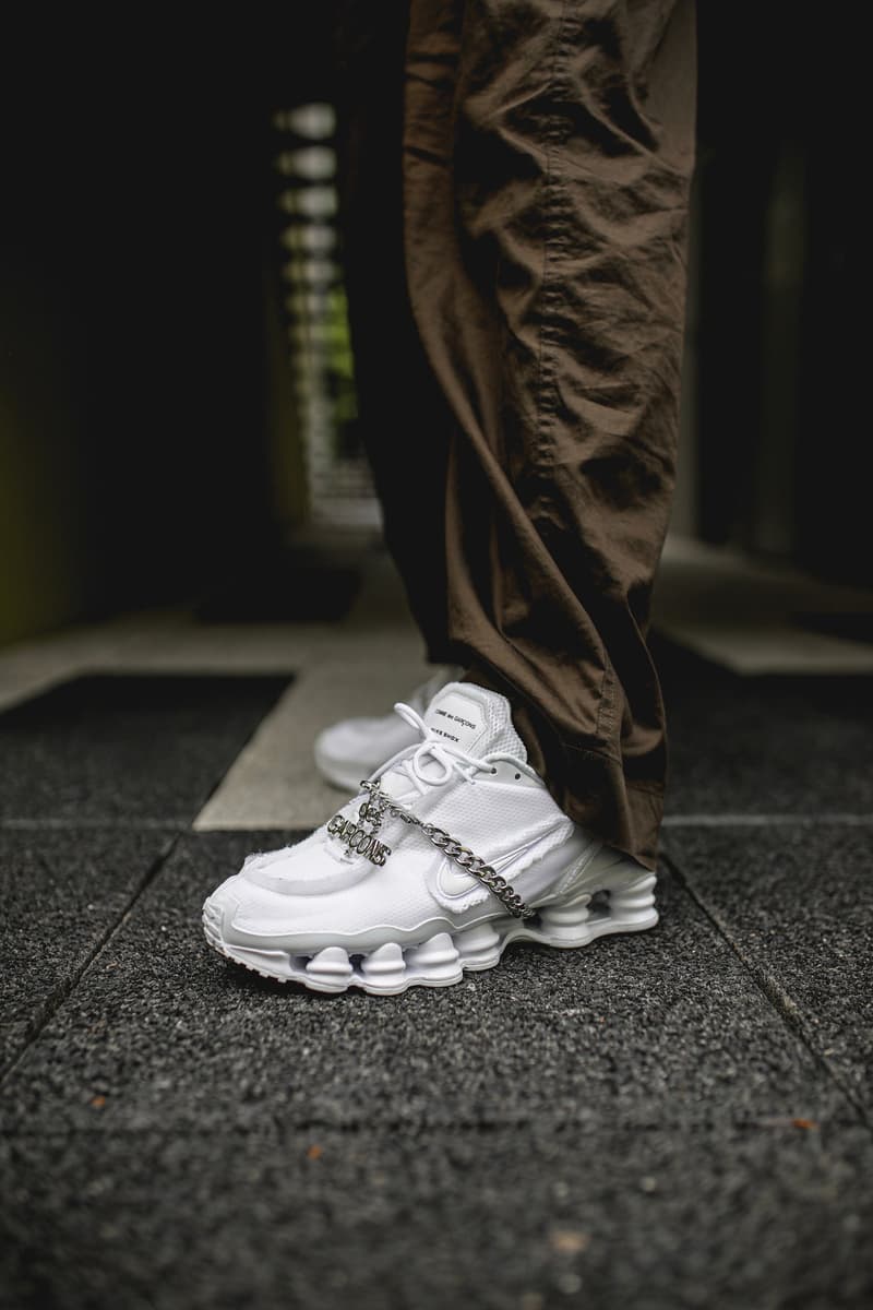 COMME des GARÇONS x Nike Shox TL 白色版本上腳近賞