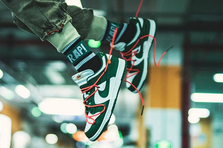 近賞 Off-White™ x Nike SB Dunk Low 聯乘全新白綠配色上腳