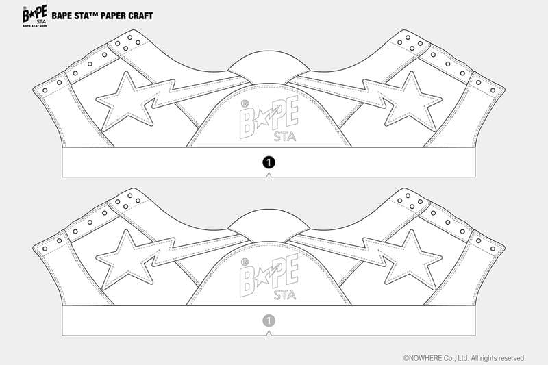 免費下載 A BATHING APE® 的紙製模型版本 BAPE STA 鞋款