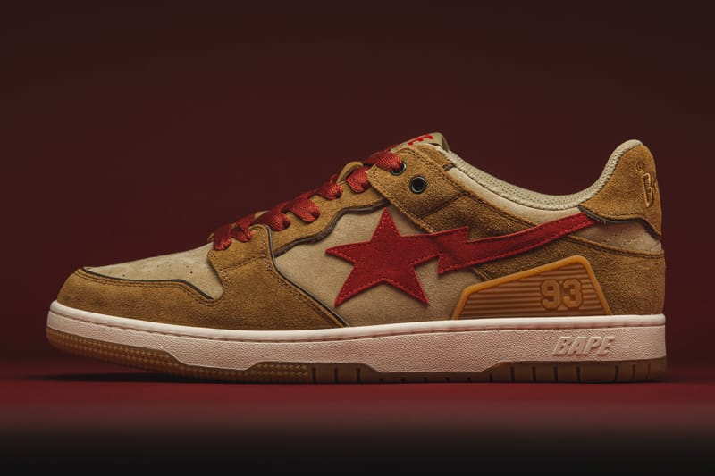 近赏 A BATHING APE 全新 BAPE SK8 STA「WHEAT & RED」配色