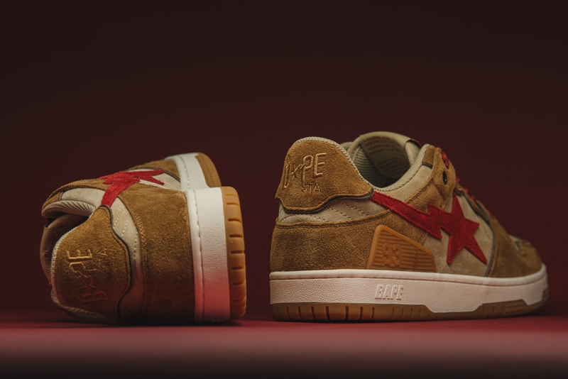 近赏 A BATHING APE 全新 BAPE SK8 STA「WHEAT & RED」配色