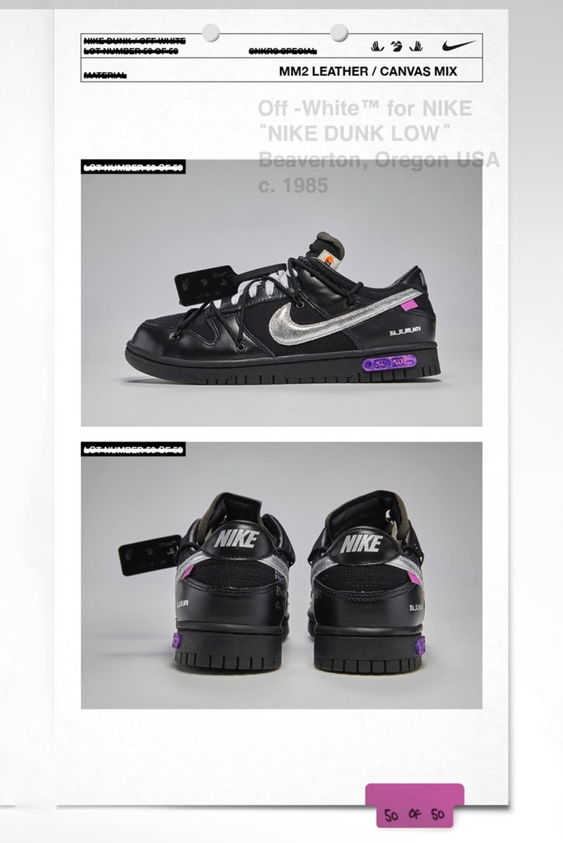 Off-White™ x Nike Dunk Low 最新重磅聯名系列「The 50」正式曝光