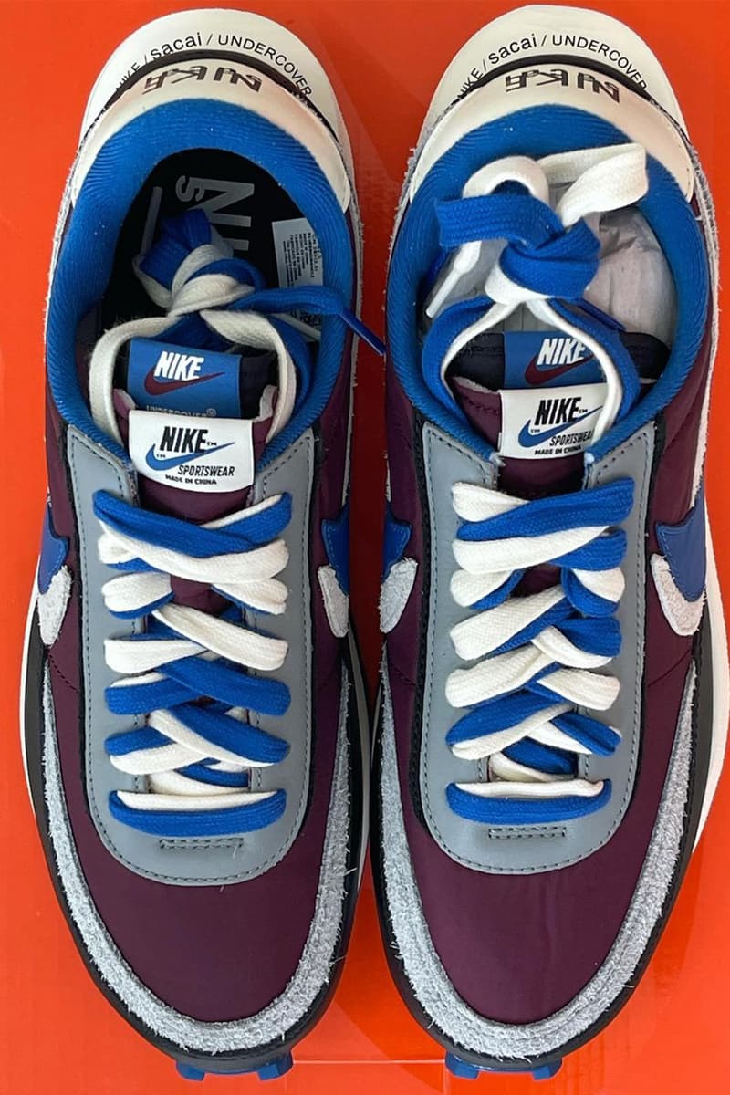 UNDERCOVER x sacai x Nike LDWaffle「Night Maroon/Team Royal」清晰圖輯曝光