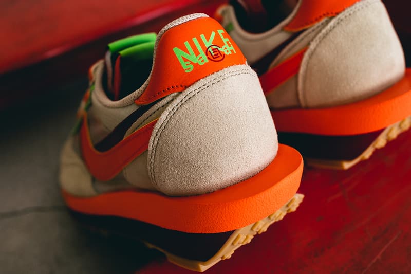 独家近赏 CLOT x sacai x Nike LDWaffle「Orange Blaze」最新联乘鞋款