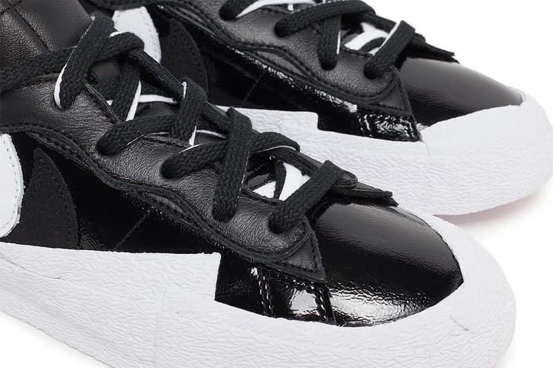 sacai x Nike Blazer Low 聯乘鞋款最新黑白漆皮款式率先曝光