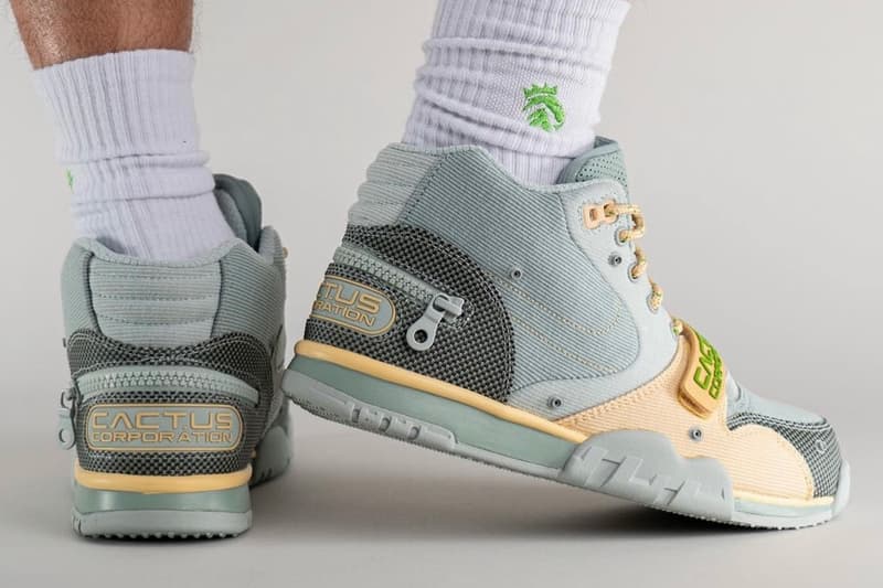 Travis Scott x Nike Air Trainer 1 联名鞋款「Grey Haze」上腳图集