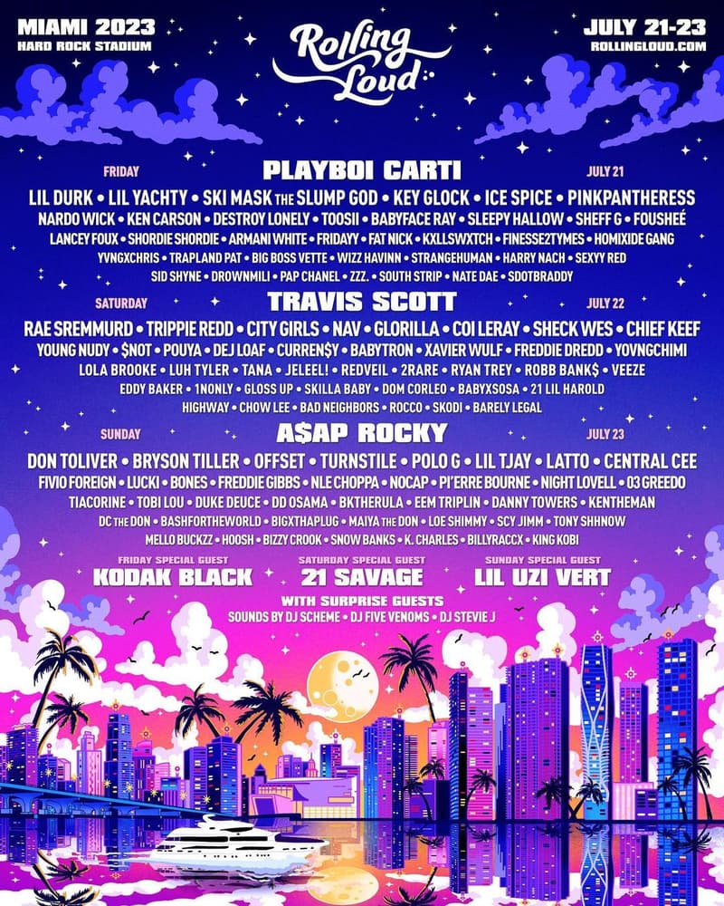 嘻哈音樂節 Rolling Loud 2023 邁阿密演出陣容公開：Travis Scott、Playboi Carti、A$AP Rocky