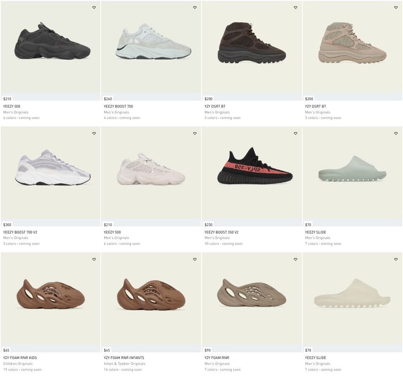 超過 30 款 adidas YEEZY 鞋款全面補貨上架