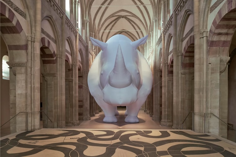 9-Meter-Nashorn ragt im mittelalterlichen Kunstmuseum Magdeburg empor