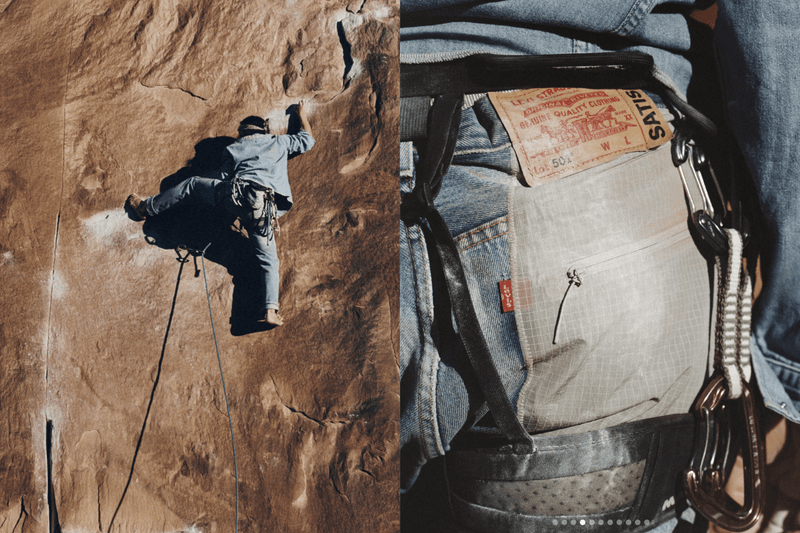 Who says jeans can’t climb? SATISFY x Levi's turns the classic Levi's 501 into climbing pants