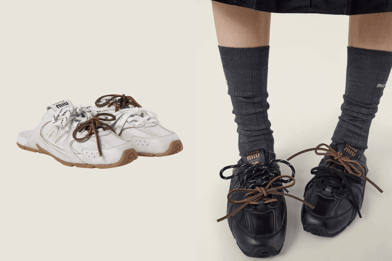 Miu Miu turns the New Balance 530 into mules: black-and-white colorways and a retro upper make slip-on shoes look chic too