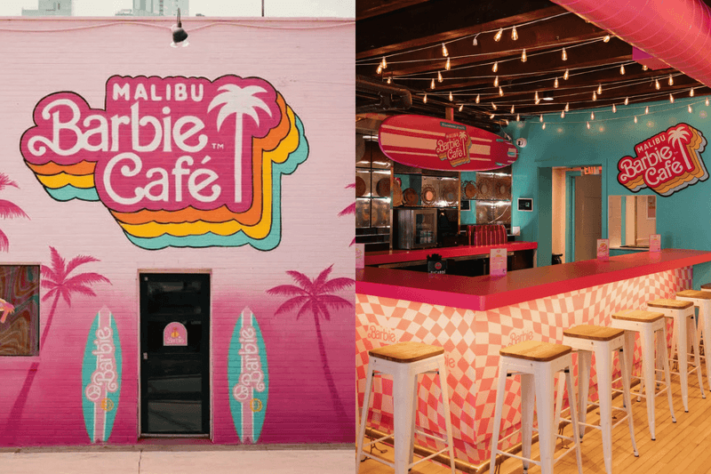 Malibu Barbie Café is real! The whole place turns into a 1970s pink beach