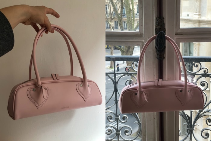 Don’t want to match bags with strangers? KIMHĒKIM’s niche baguette bag hides the most charming heart-shaped handle in its details