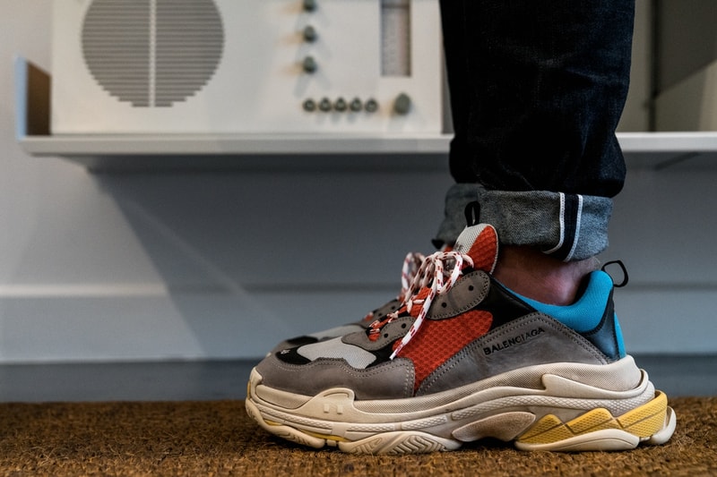 Balenciaga Triple S Trainer Semelle Épaisse Gris Anthracite Orange Bleu Jaune Nubuck Mesh