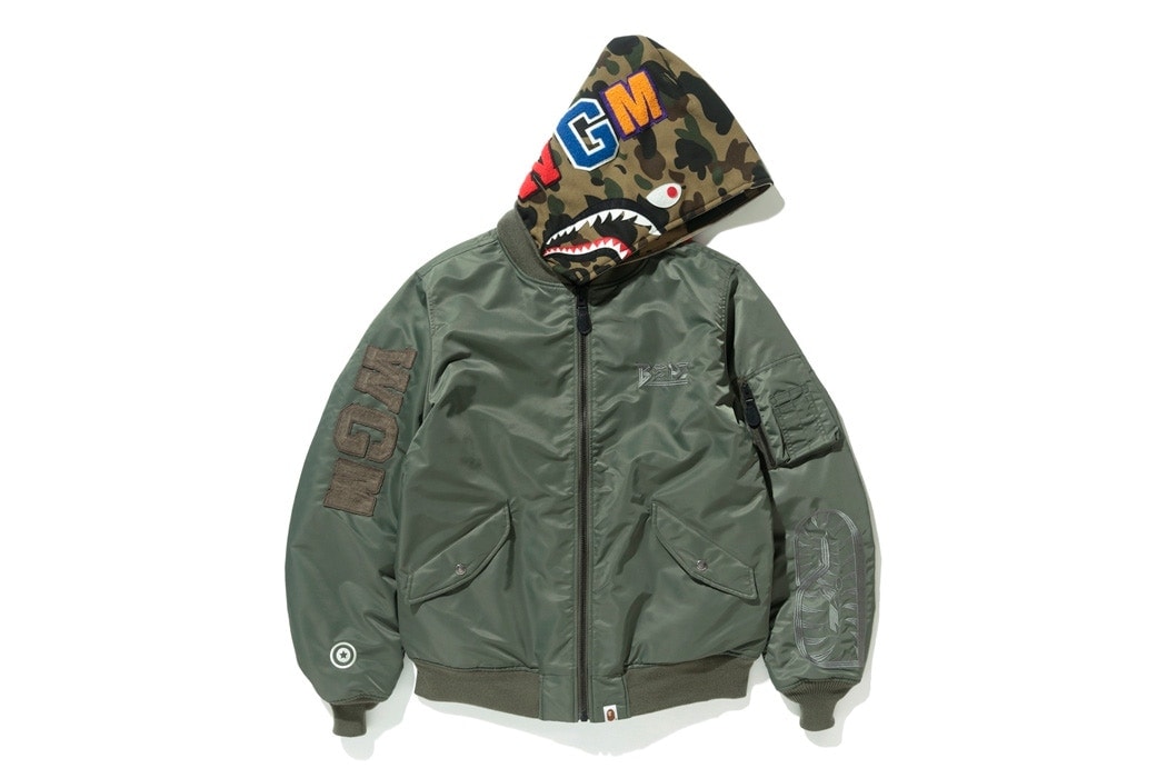 BAPE A Bathing Ape Veste AF1 Shark Hoodie Kaki Collection Military Rock Star