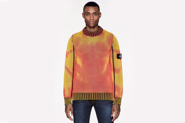 Stone Island Pull Col Rond Orange Jaune Thermosensible Ice Knit 2017