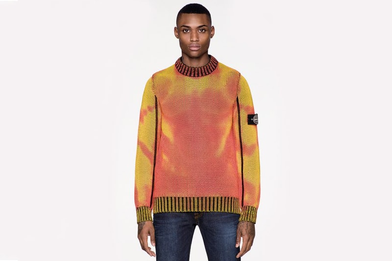 Stone Island Pull Col Rond Orange Jaune Thermosensible Ice Knit 2017