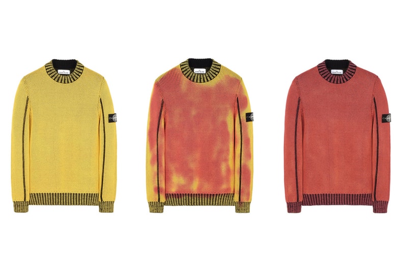 Stone Island Pull Col Rond Orange Jaune Thermosensible Ice Knit 2017